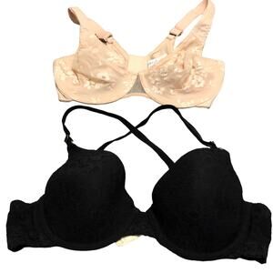 Lot of 2 36C bras beige Olga black Maidenform Woman Underwire